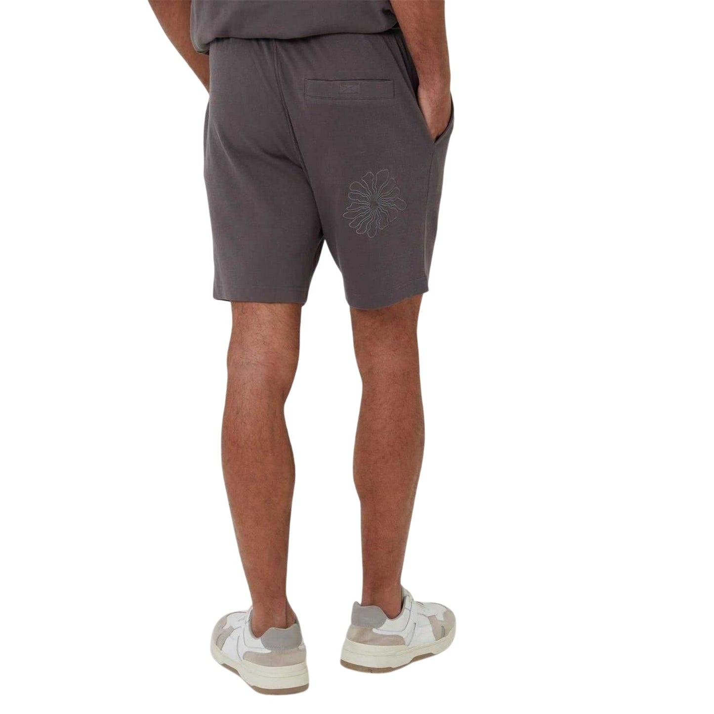Slate - Back - Threadbare Mens Ardsley Fleece Floral Shorts