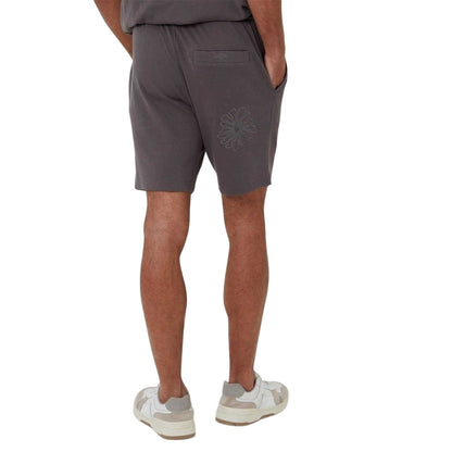 Slate - Back - Threadbare Mens Ardsley Fleece Floral Shorts