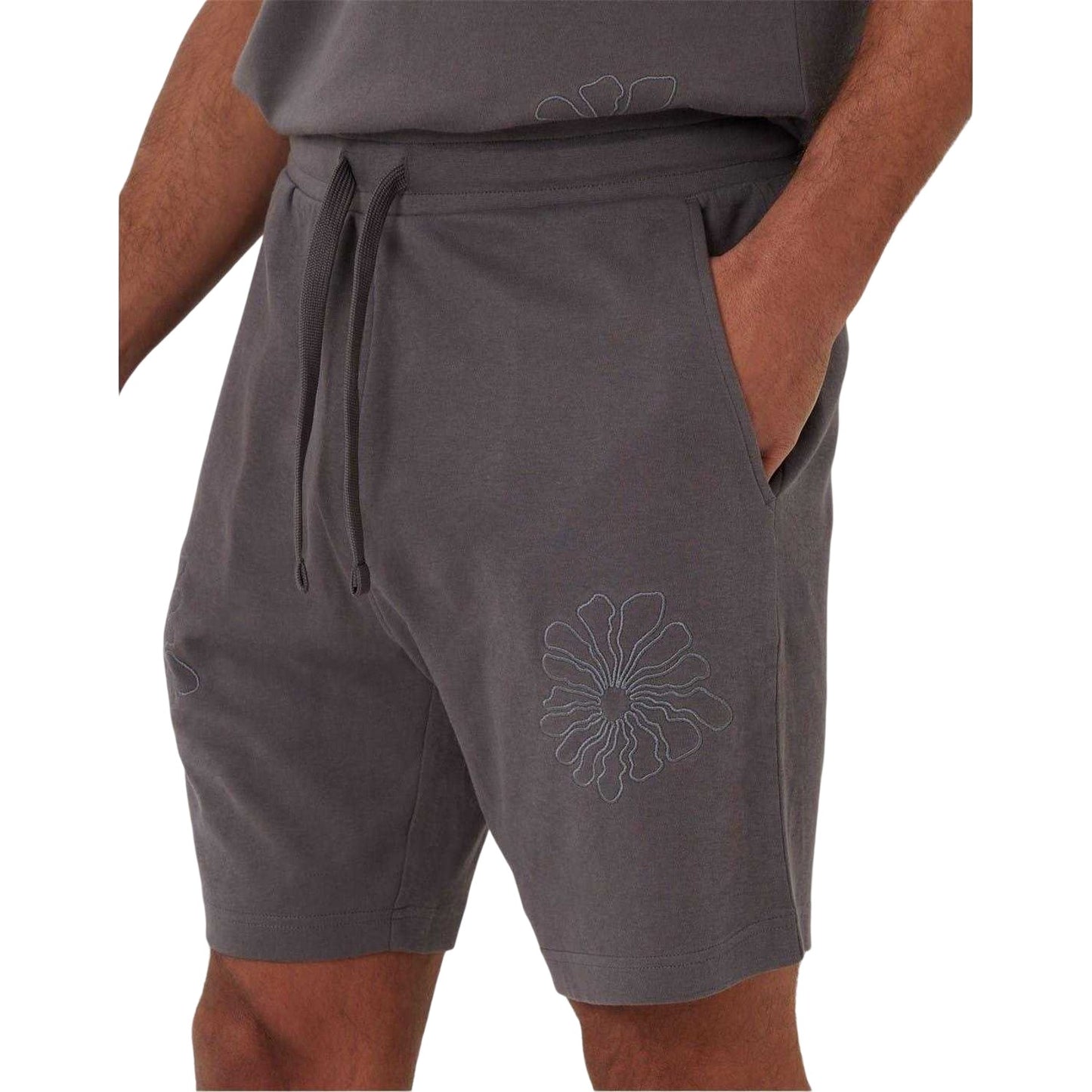 Slate - Side - Threadbare Mens Ardsley Fleece Floral Shorts