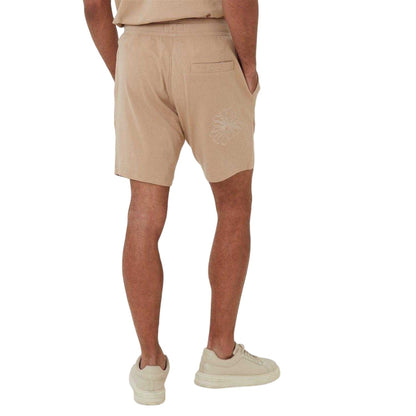 Stone - Back - Threadbare Mens Ardsley Fleece Floral Shorts