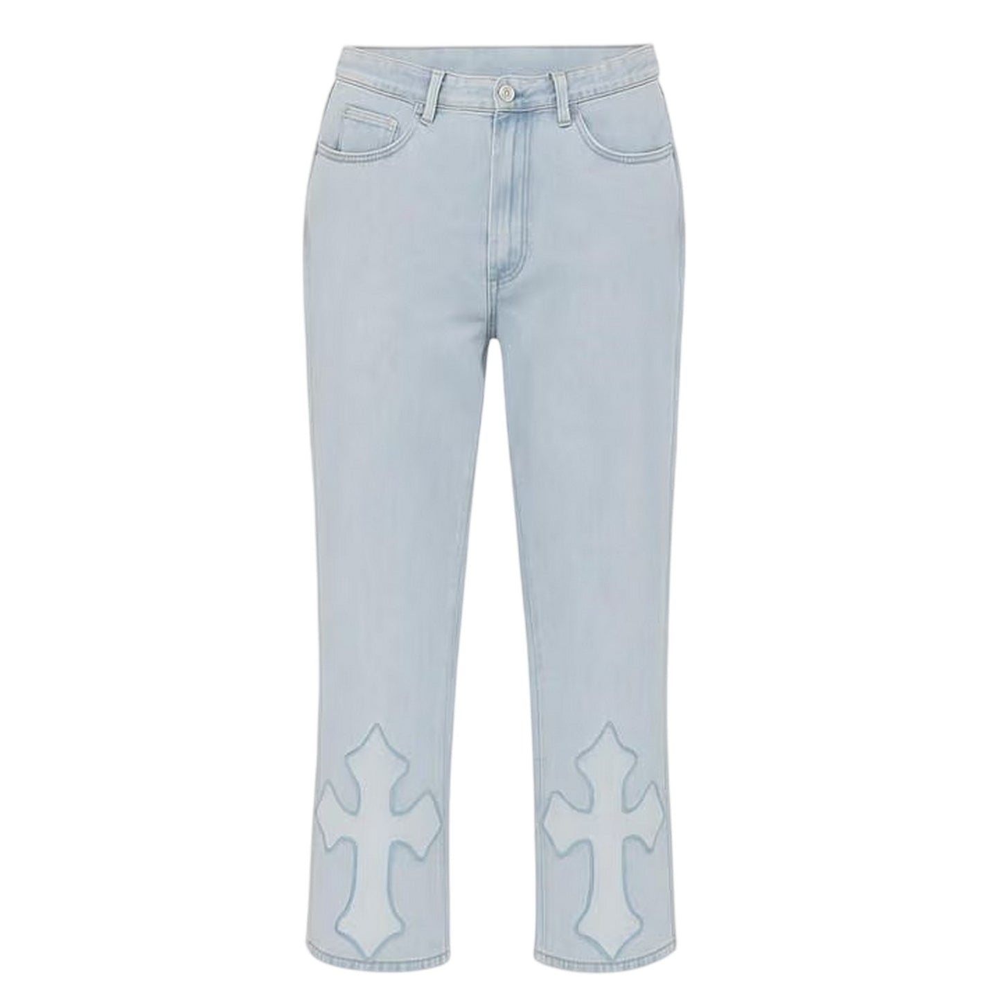 Blue - Front - I Saw It First Womens-Ladies Embroidered Wide Leg Jeans