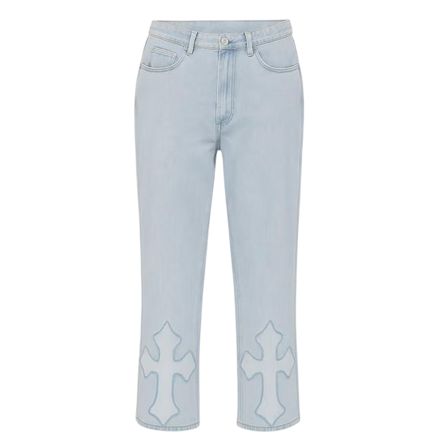 Blue - Front - I Saw It First Womens-Ladies Embroidered Wide Leg Jeans