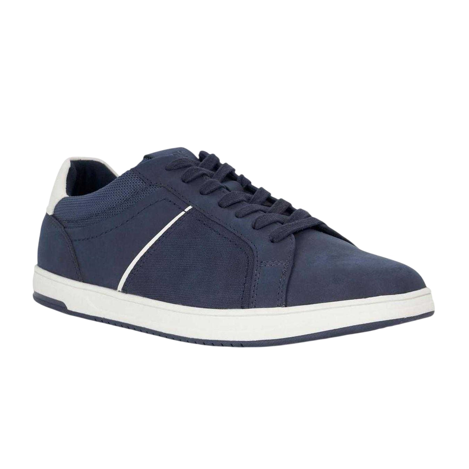Navy - Side - Dune London Mens Tazzy Logo Trainers