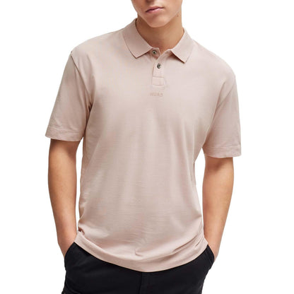 Pink - Side - Hugo Mens Dangula Print Logo Polo Shirt