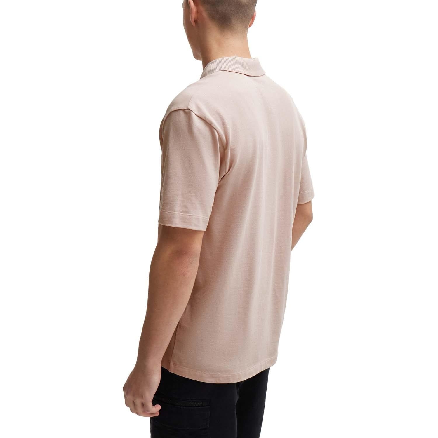 Pink - Back - Hugo Mens Dangula Print Logo Polo Shirt