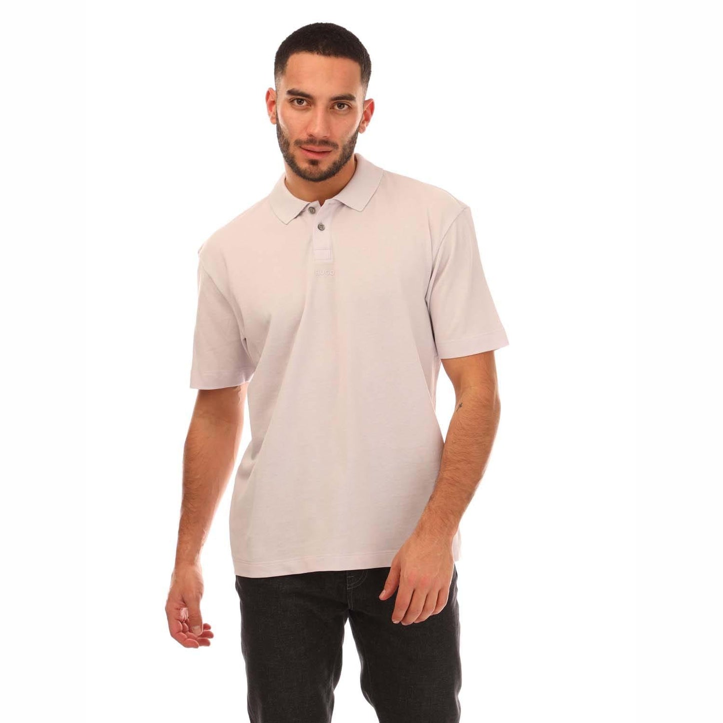 Purple - Front - Hugo Mens Dangula Print Logo Polo Shirt