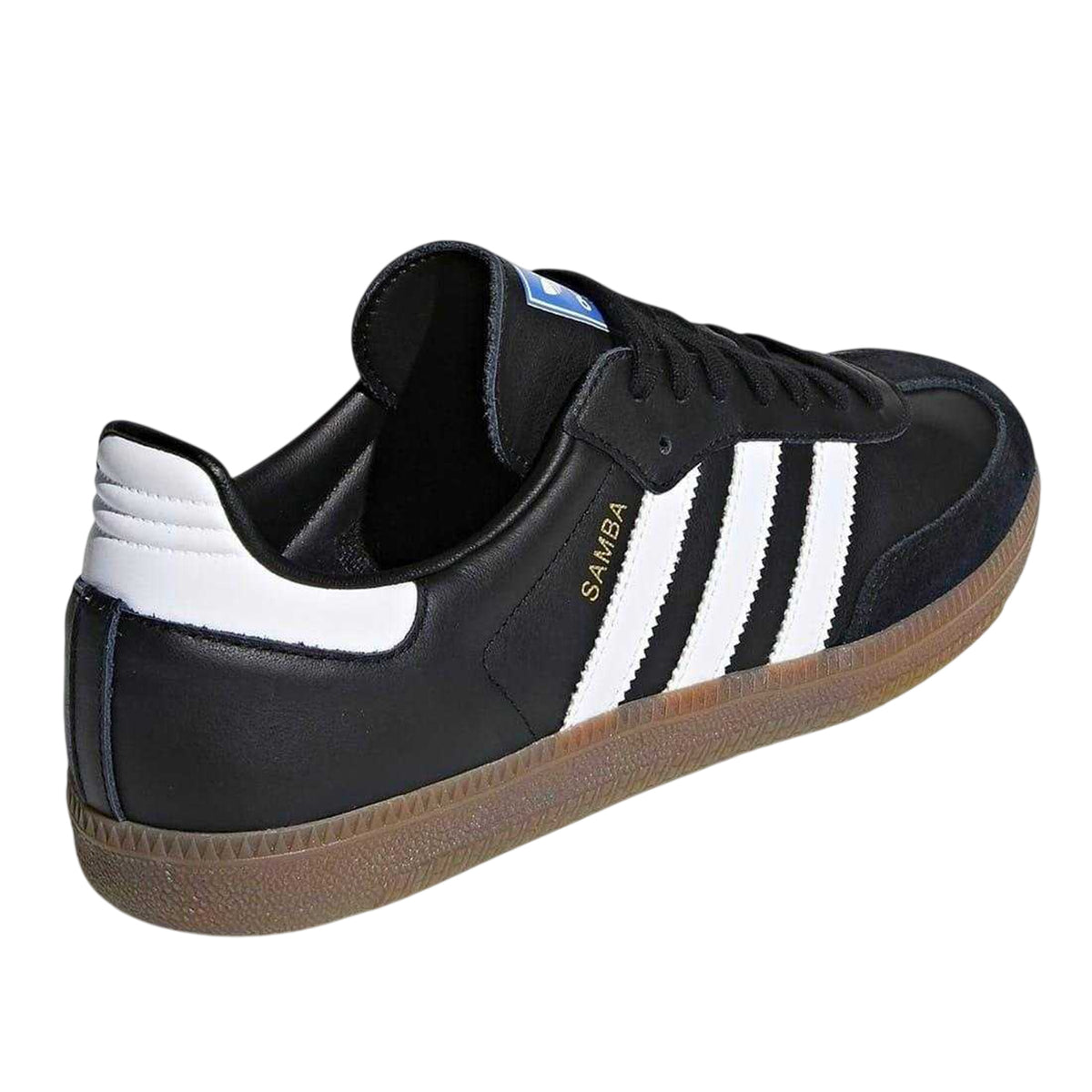 Black-White - Back - Adidas Mens Samba OG 3 Stripes Leather Trainers