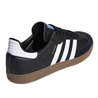 Black-White - Back - Adidas Mens Samba OG 3 Stripes Leather Trainers