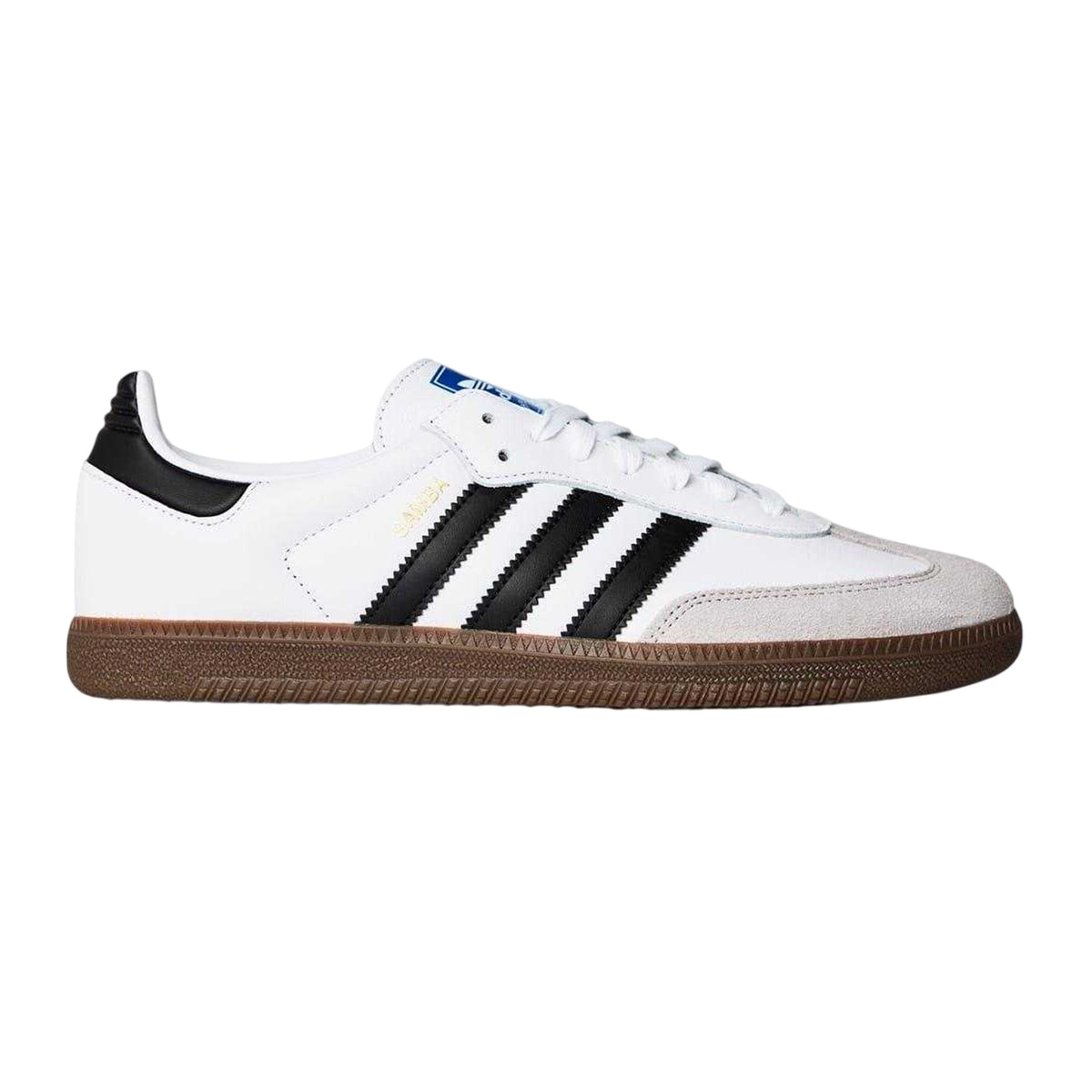White-Black - Front - Adidas Mens Samba OG 3 Stripes Leather Trainers