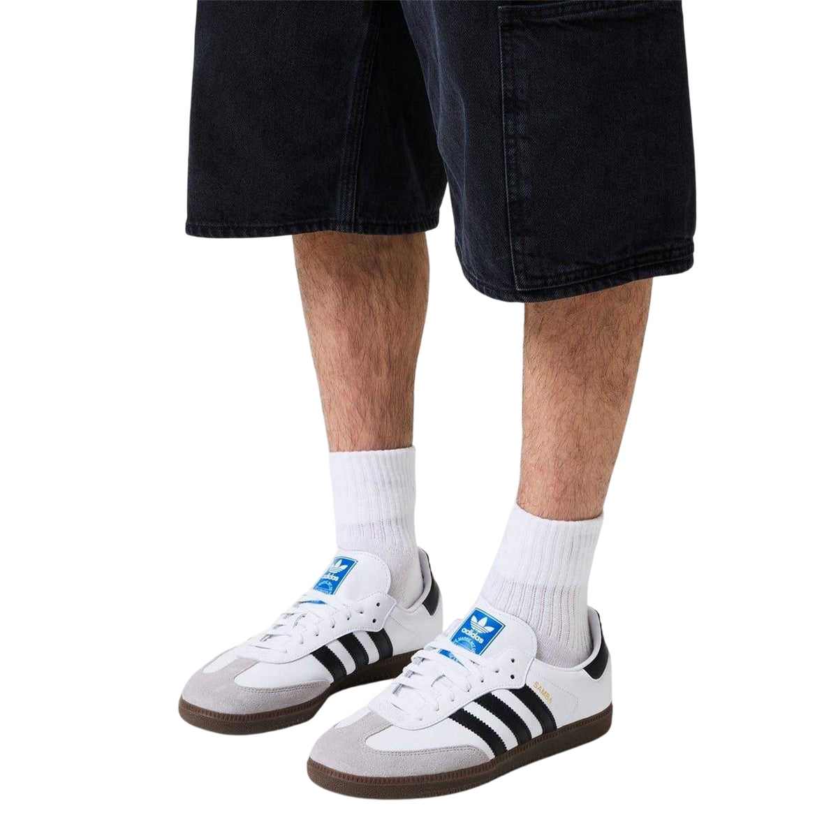 White-Black - Lifestyle - Adidas Mens Samba OG 3 Stripes Leather Trainers