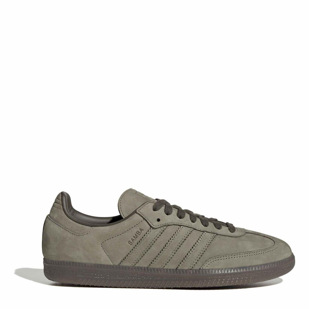 Khaki - Front - Adidas Mens Samba OG 3 Stripes Leather Trainers