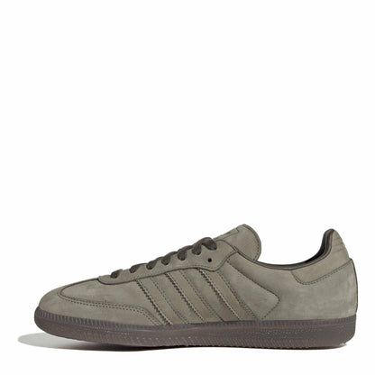 Khaki - Back - Adidas Mens Samba OG 3 Stripes Leather Trainers