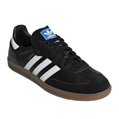 Black-White - Side - Adidas Mens Samba OG 3 Stripes Leather Trainers