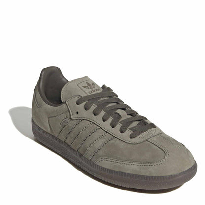 Khaki - Side - Adidas Mens Samba OG 3 Stripes Leather Trainers