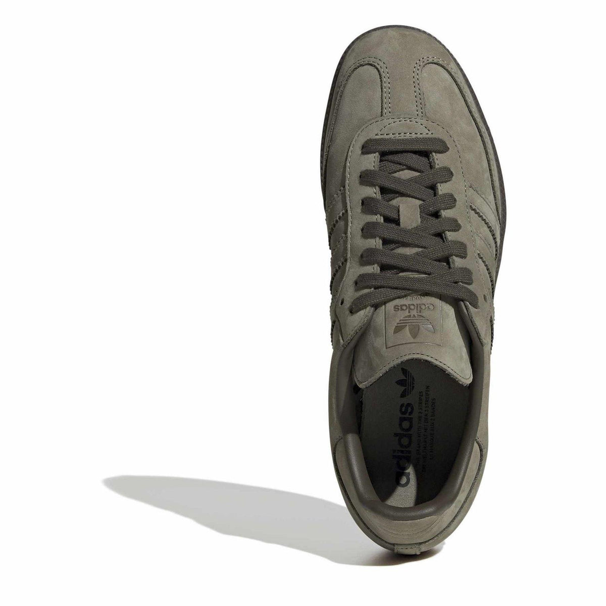 Khaki - Pack Shot - Adidas Mens Samba OG 3 Stripes Leather Trainers