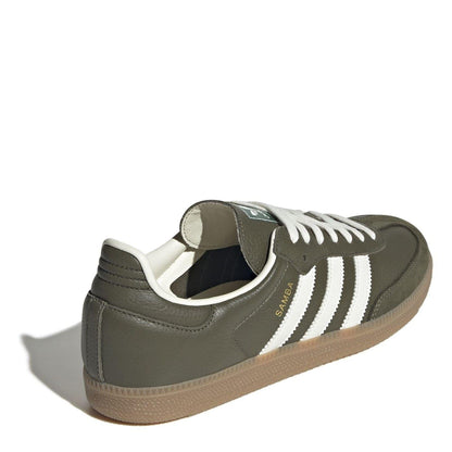 Dark Khaki - Lifestyle - Adidas Mens Samba OG 3 Stripes Leather Trainers