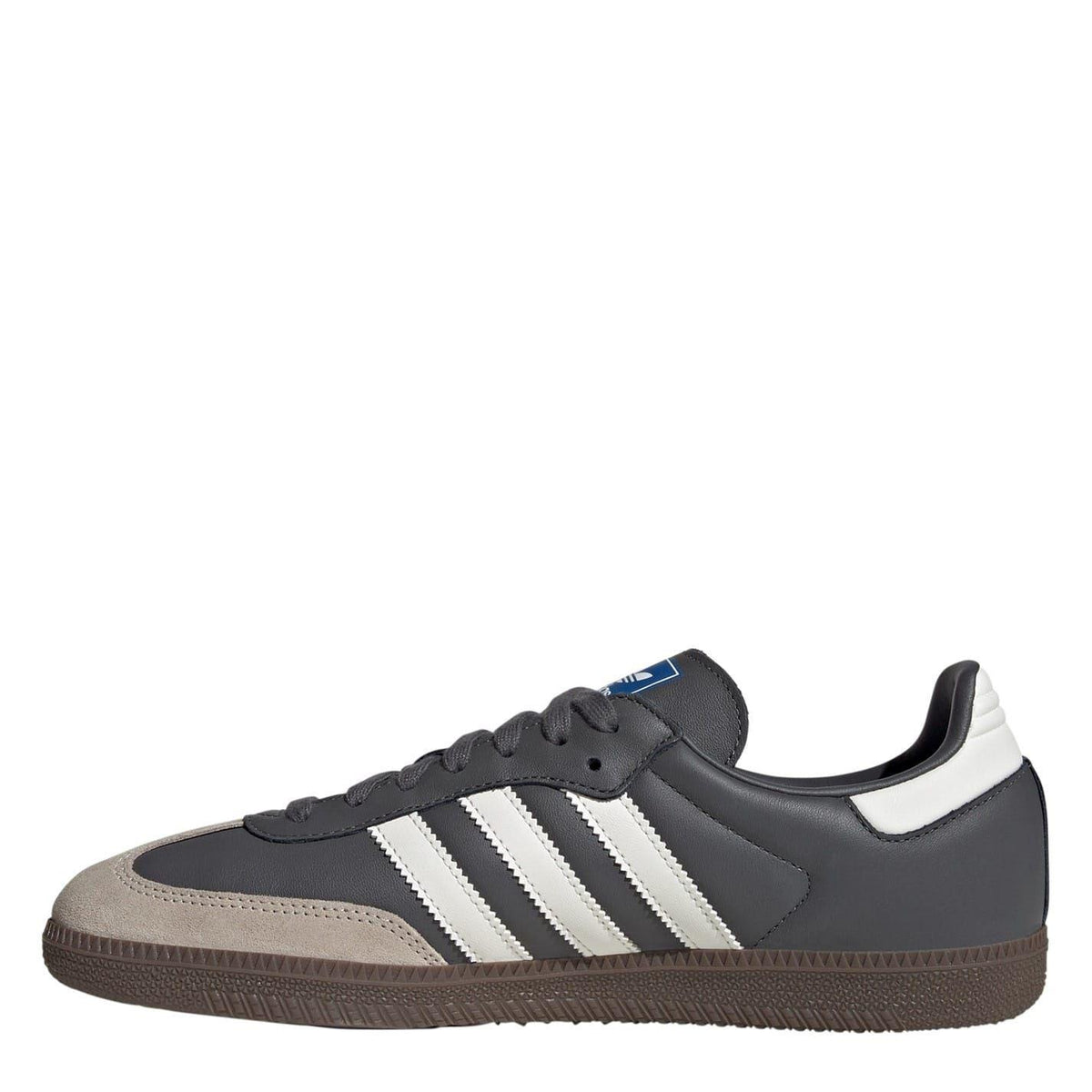 Grey-White - Back - Adidas Mens Samba OG 3 Stripes Leather Trainers