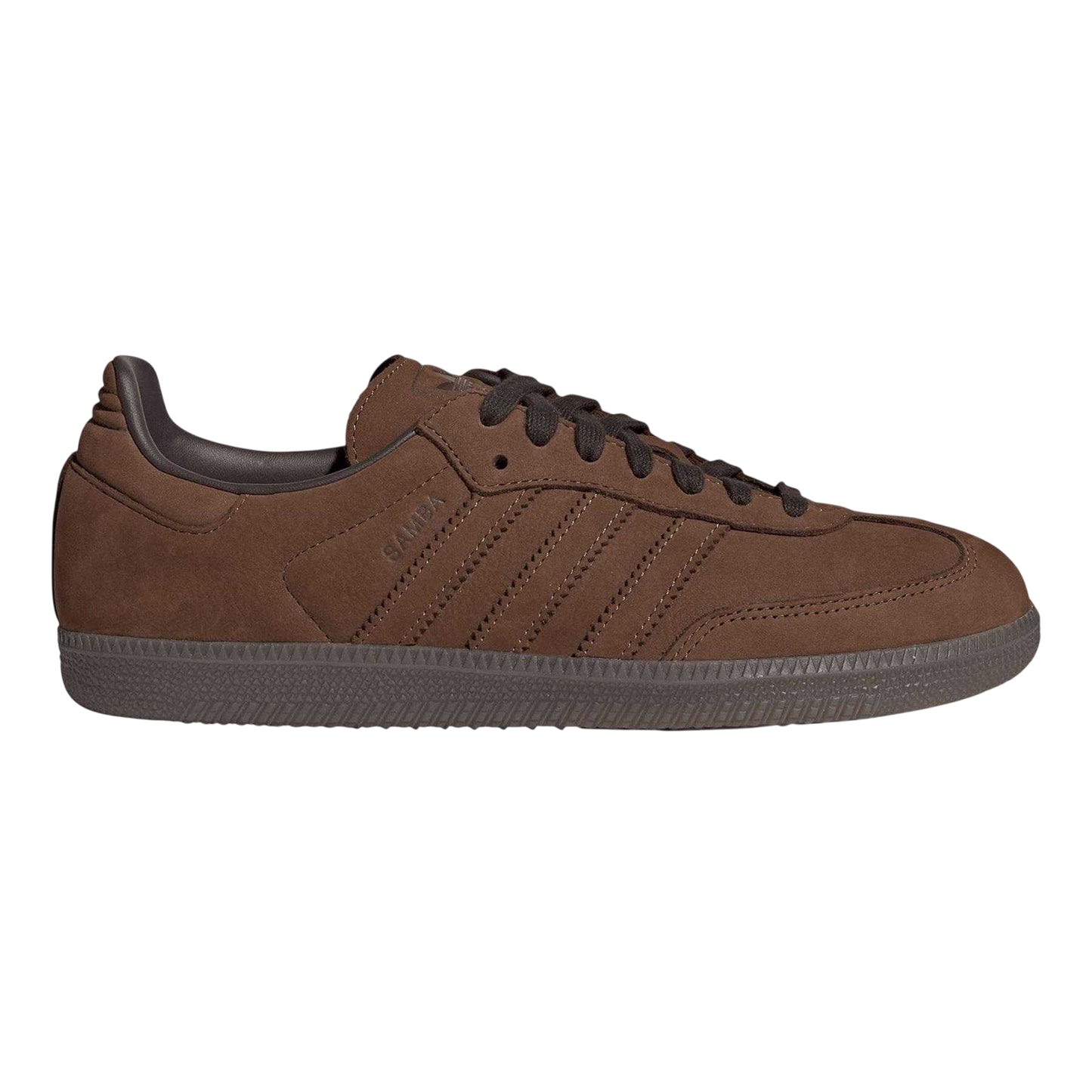 Brown - Front - Adidas Mens Samba OG 3 Stripes Leather Trainers