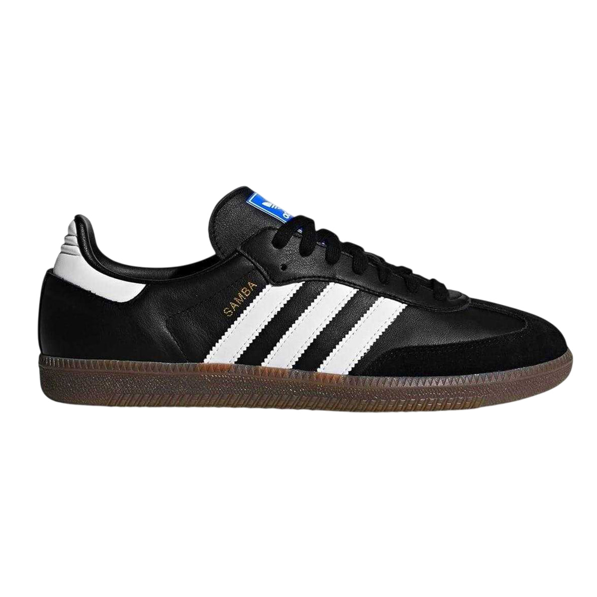 Black-White - Front - Adidas Mens Samba OG 3 Stripes Leather Trainers