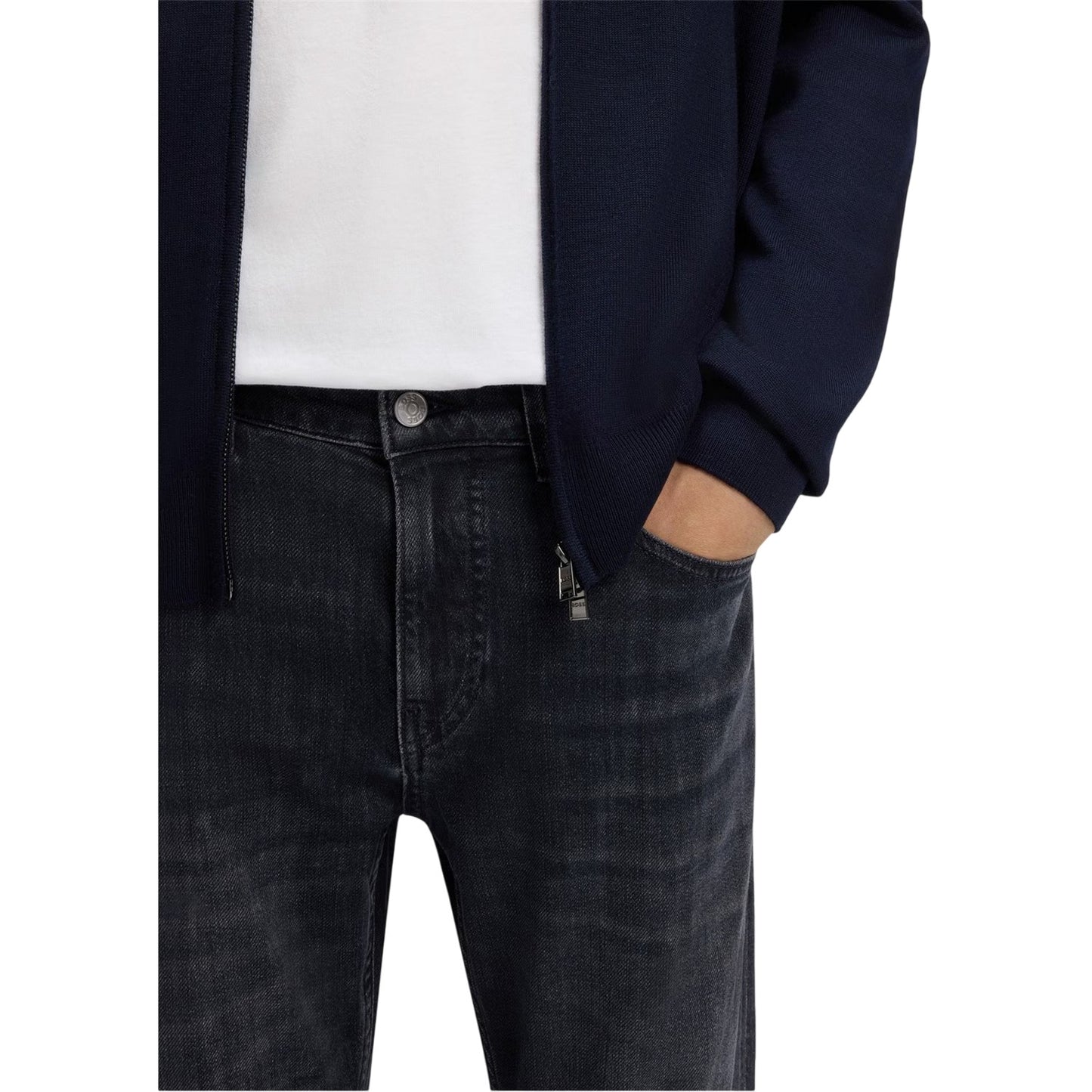 Dark Blue - Side - Boss Mens Delaware 5 Pockets Slim Jeans