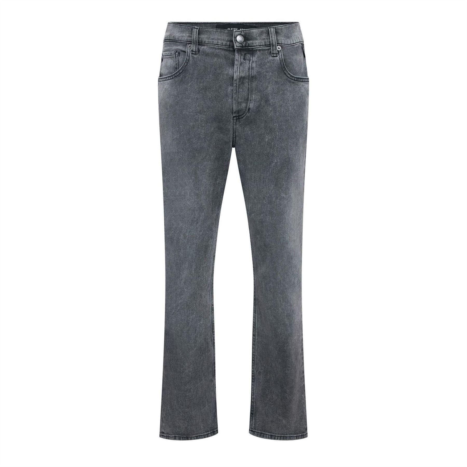 Grey - Front - Replay Mens Maijke Straight Jeans