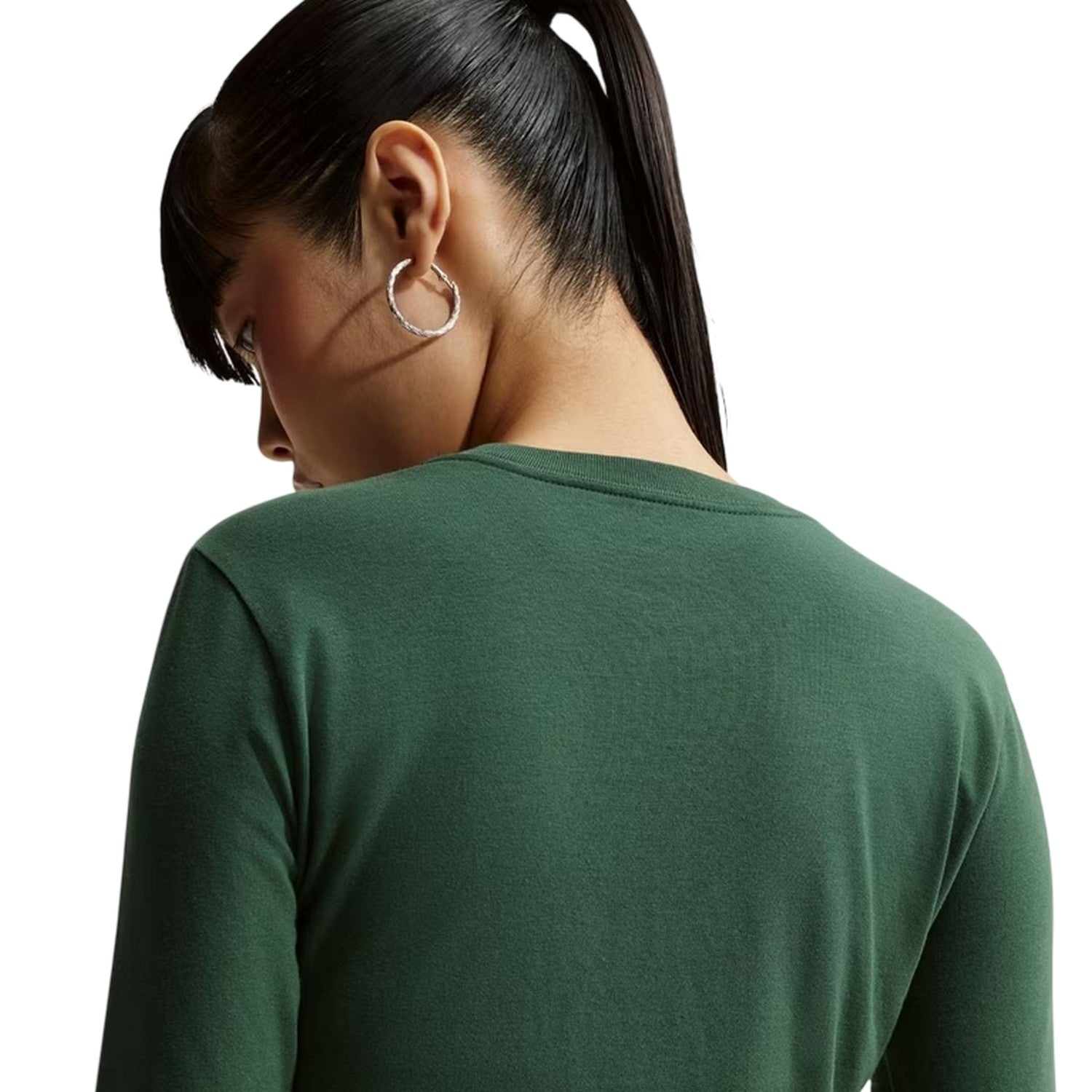 Fir-White - Side - Nike Womens-Ladies Knitted Long-Sleeved T-Shirt