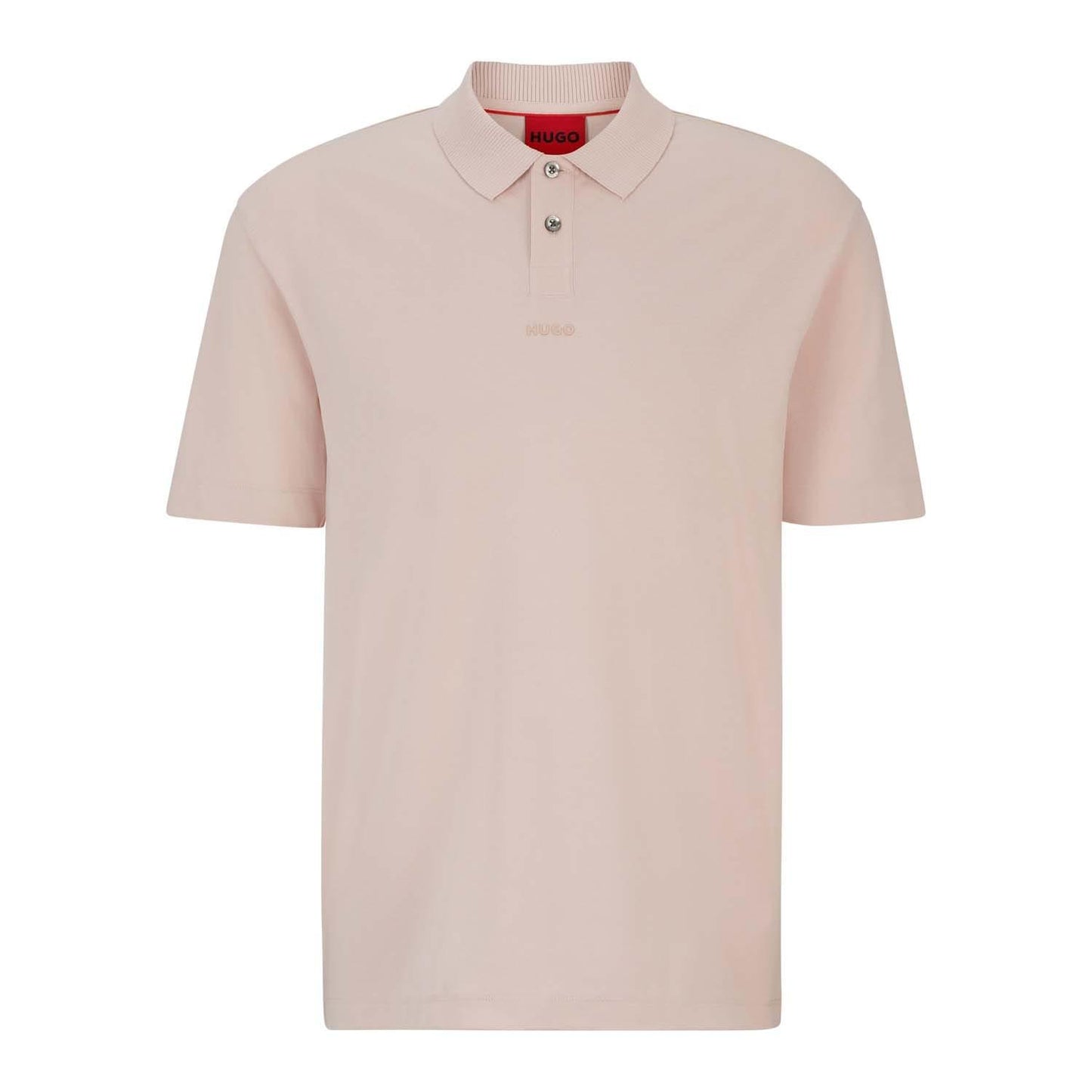 Pink - Front - Hugo Mens Dangula Print Logo Polo Shirt