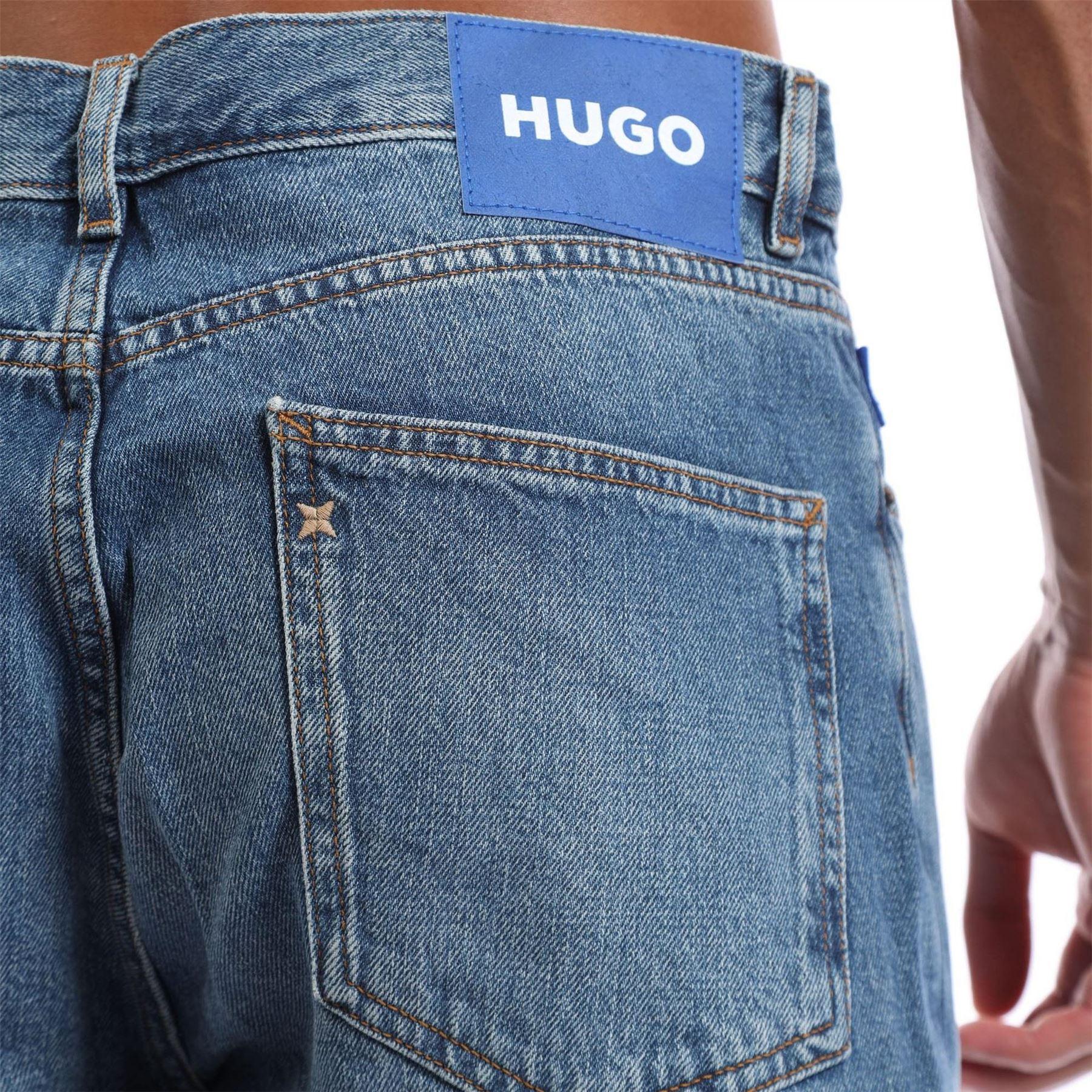 Navy - Side - Hugo Mens Jonah Denim Slim Jeans