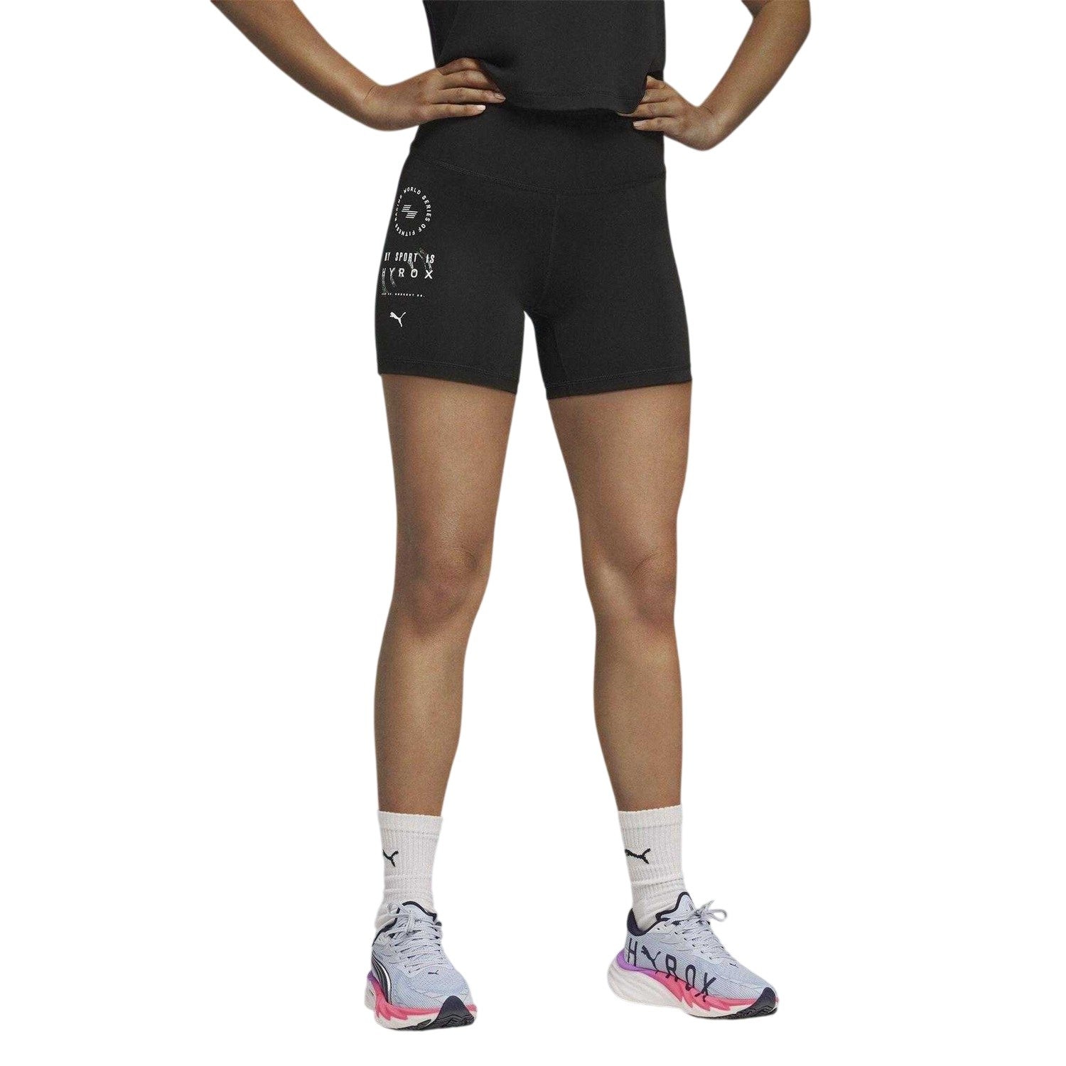 Black - Side - Puma Womens-Ladies Hyrox Essentials Shorts
