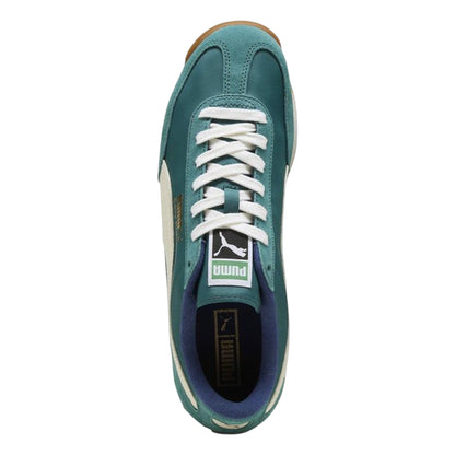 Emerald-White - Side - Puma Mens Easy Rider Vintage Leather Low Trainers