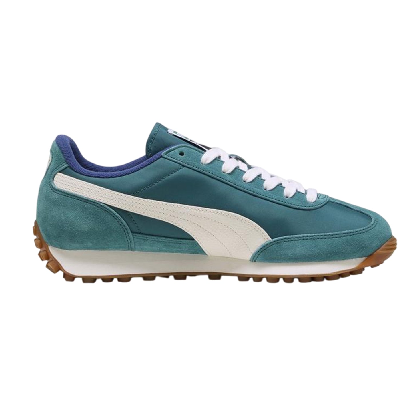 Emerald-White - Front - Puma Mens Easy Rider Vintage Leather Low Trainers