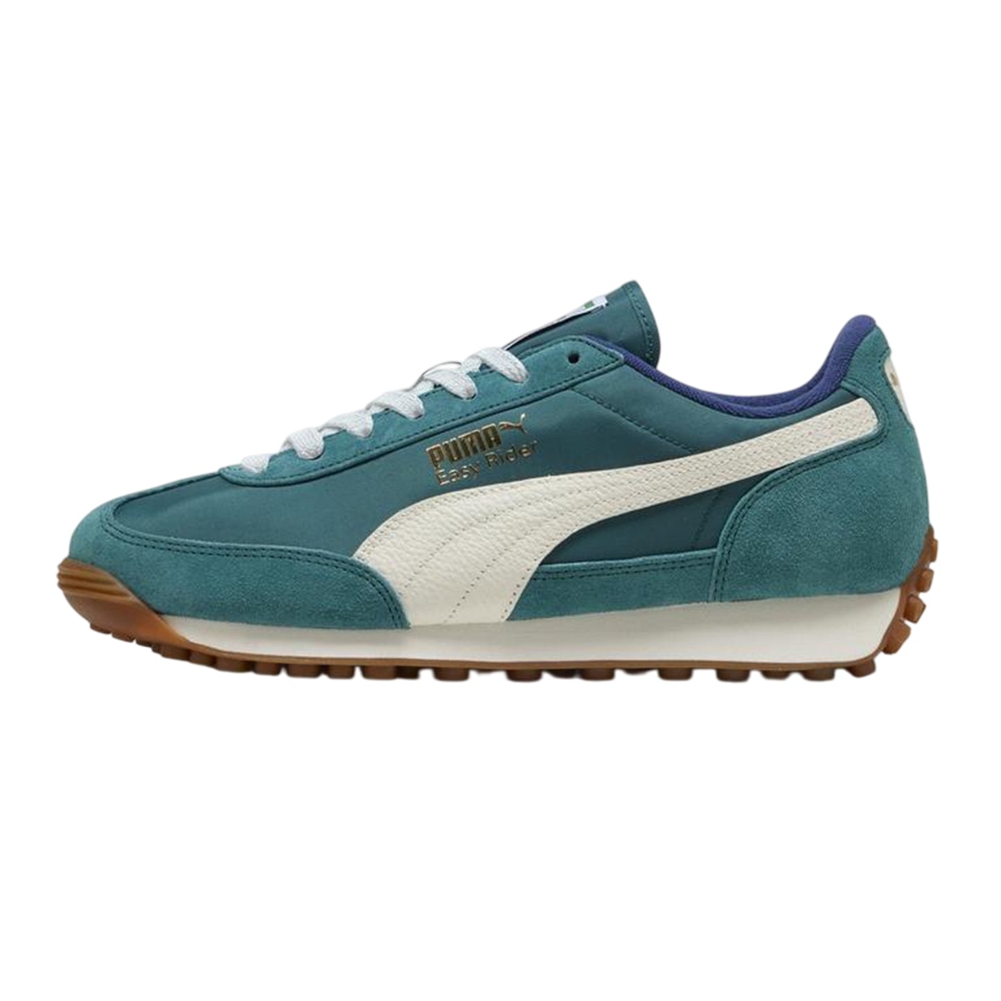 Emerald-White - Back - Puma Mens Easy Rider Vintage Leather Low Trainers