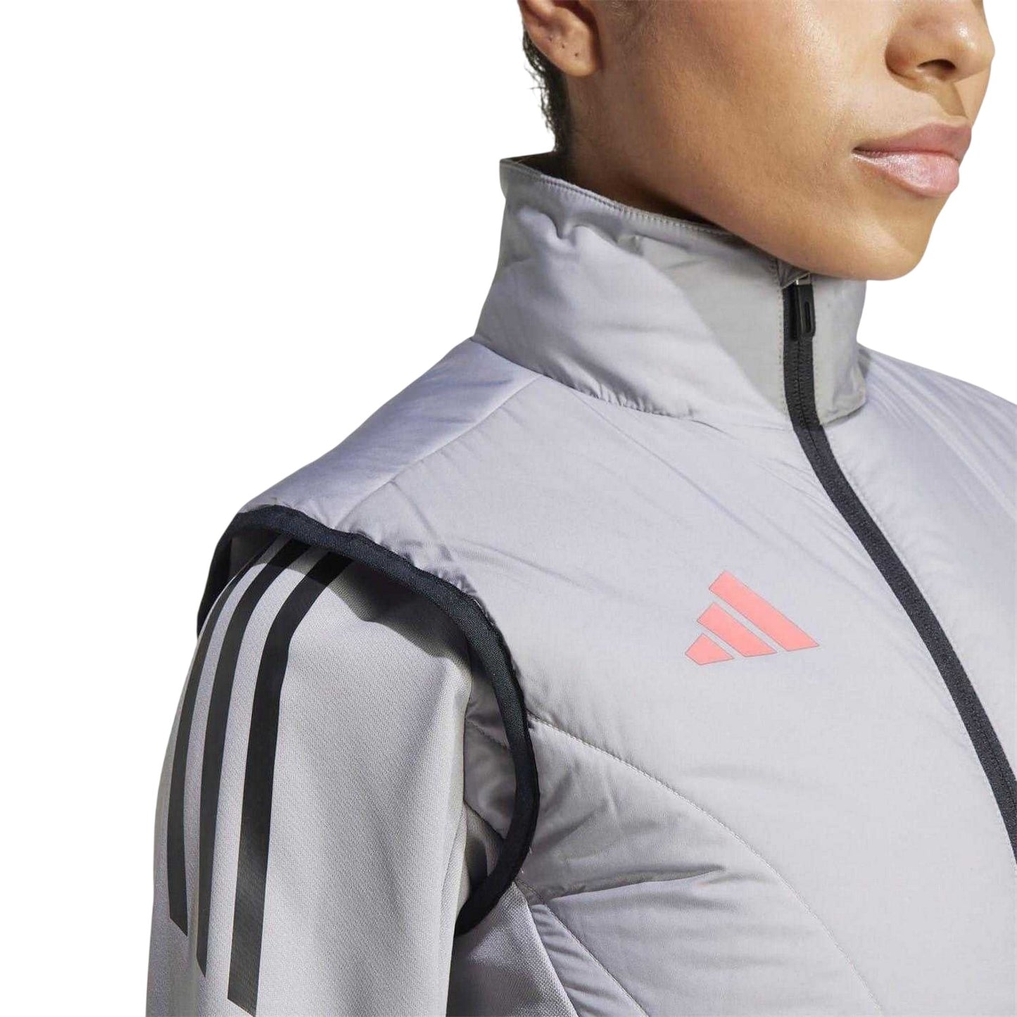 Light Grey-Orange - Side - Adidas Womens-Ladies Tiro 24 Competition Gilet