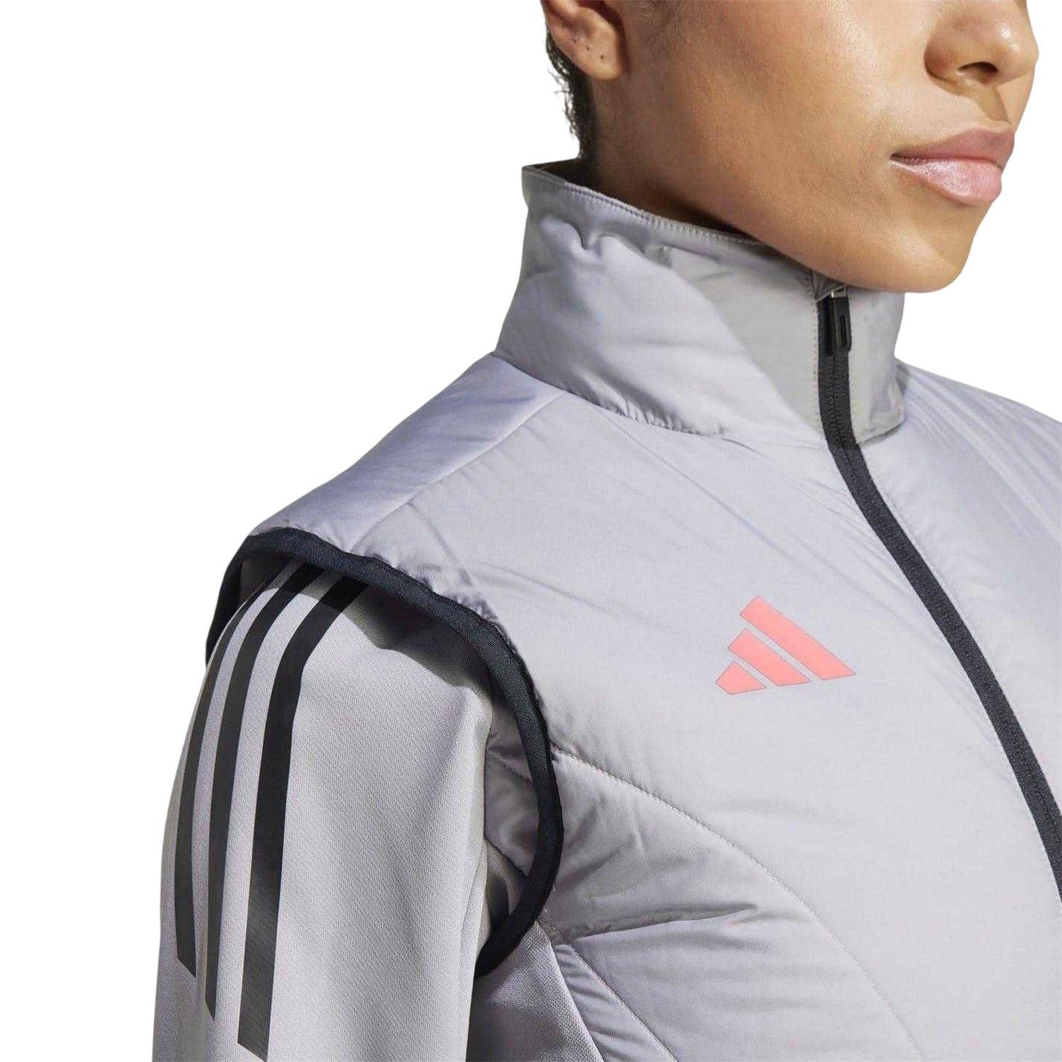 Light Grey-Orange - Side - Adidas Womens-Ladies Tiro 24 Competition Gilet
