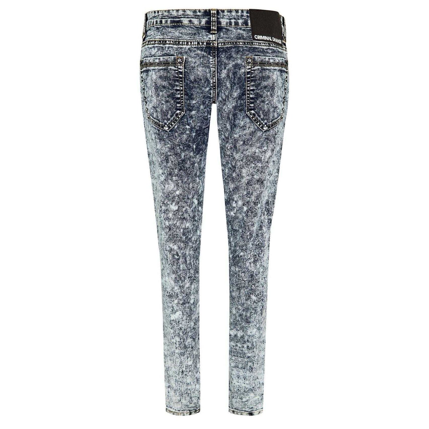 White - Back - Criminal Damage Womens-Ladies Faded Super Skinny Jeans