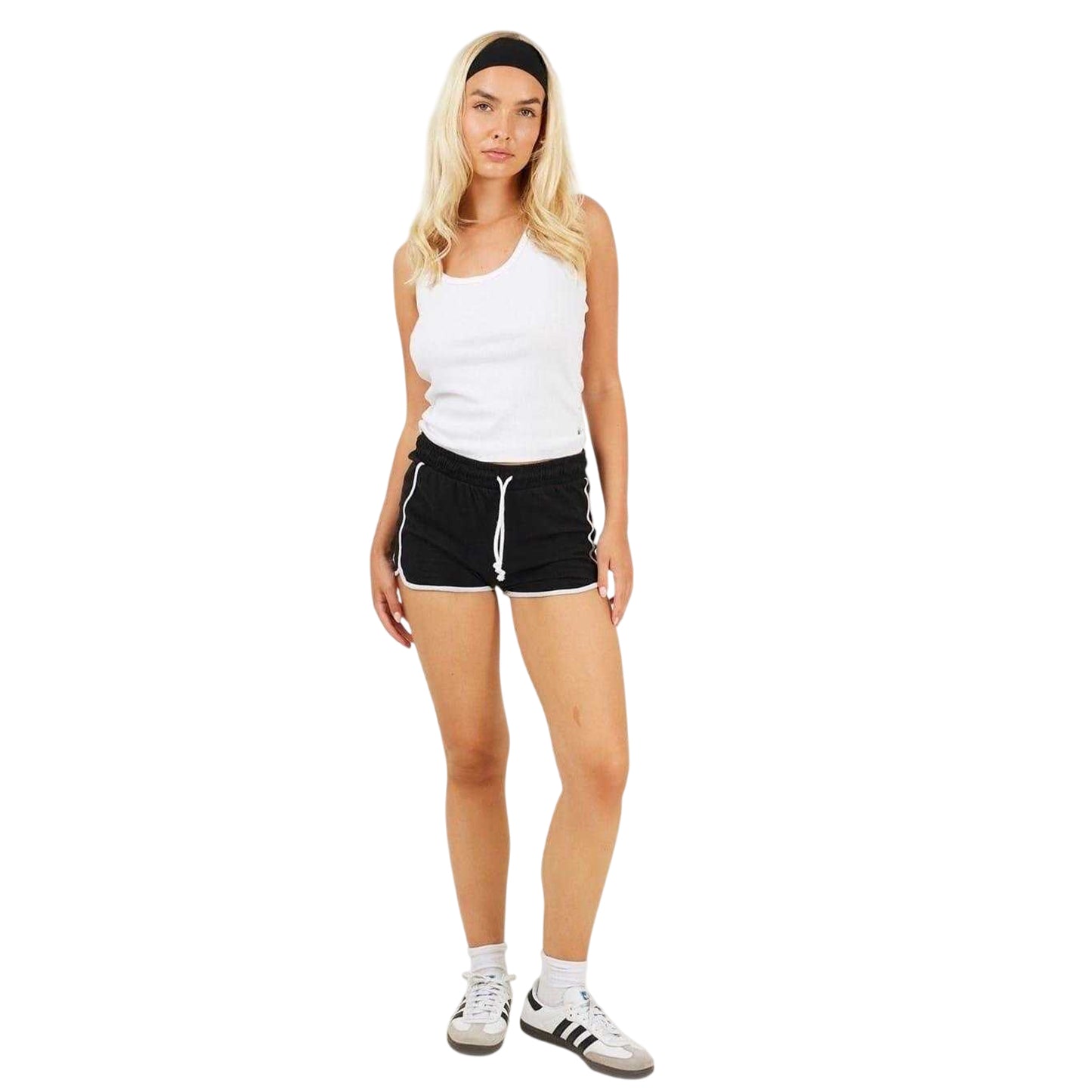 Black-White - Lifestyle - Brave Soul Womens-Ladies Contrast Binding Shorts