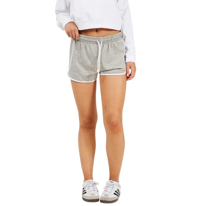 Grey Marl-White - Front - Brave Soul Womens-Ladies Contrast Binding Shorts