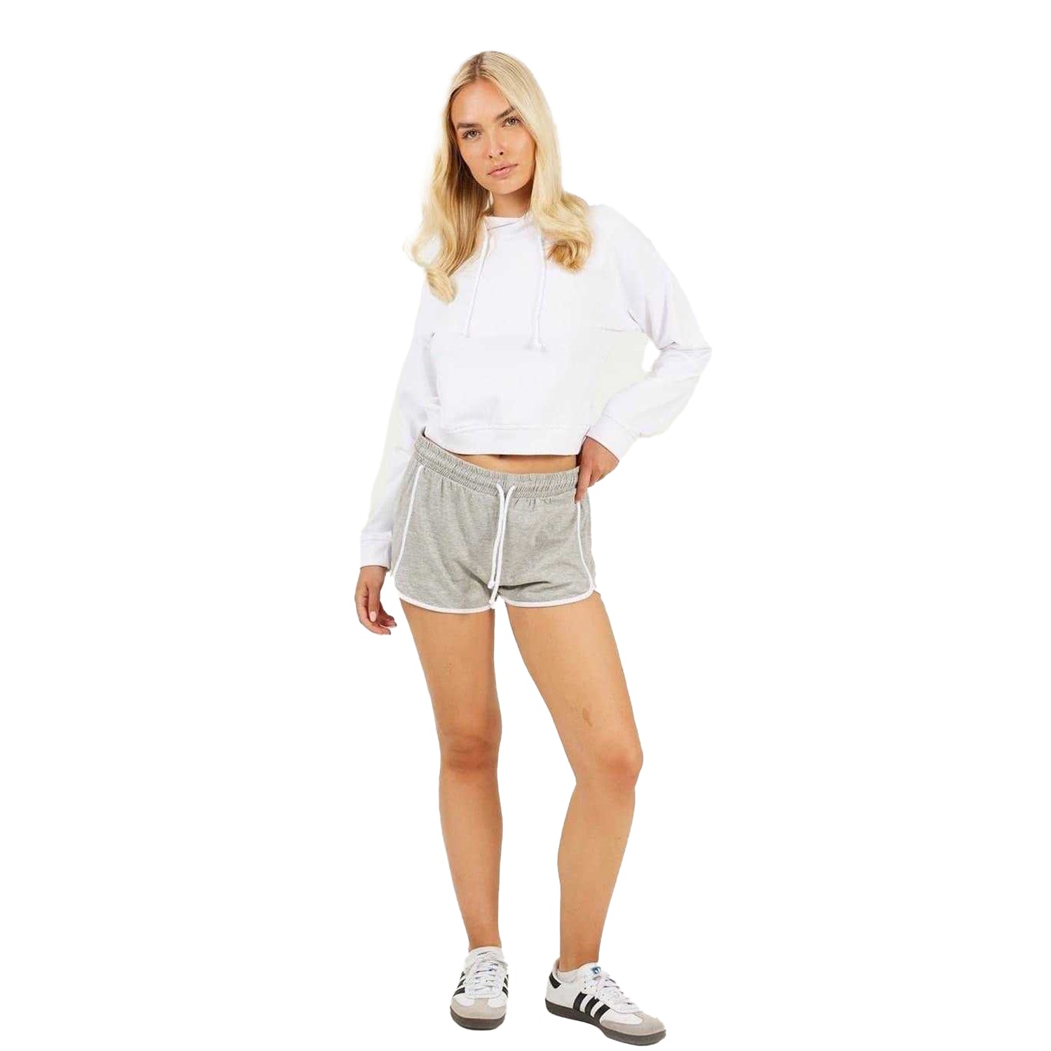 Black-White - Pack Shot - Brave Soul Womens-Ladies Contrast Binding Shorts