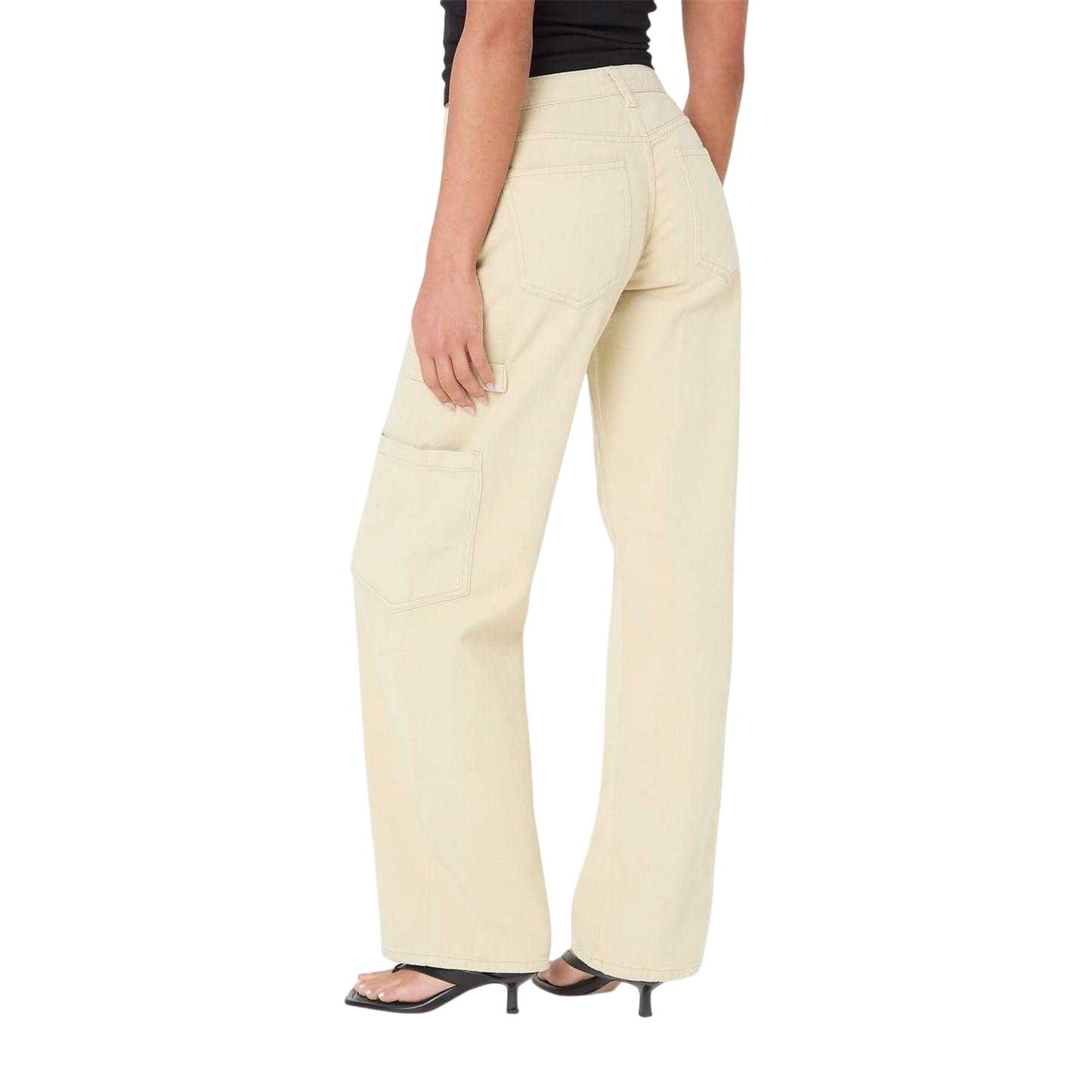 Stone - Back - I Saw It First Womens-Ladies Fashion Cargo Jeans