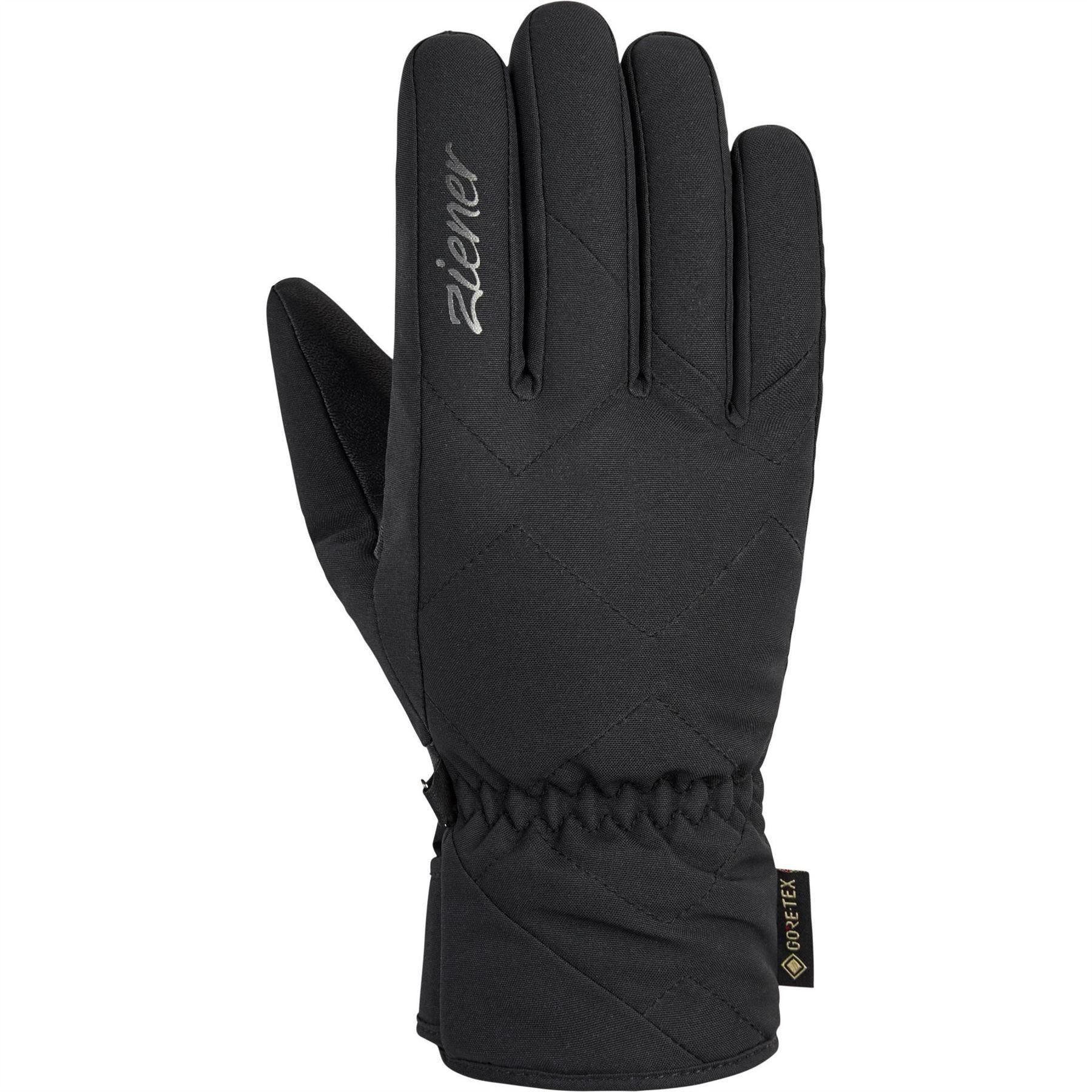 Black - Front - Ziener Womens-Ladies GORE-TEX Quilted Ski Gloves