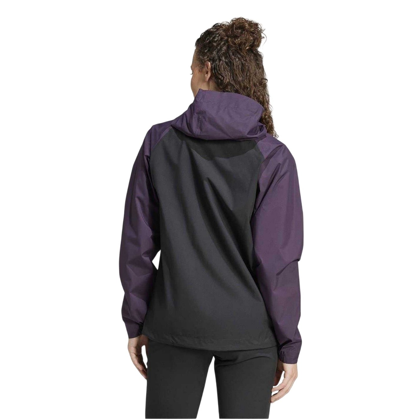 Black - Back - Adidas Womens-Ladies Terrex Colour Block Water Repellent Raincoat