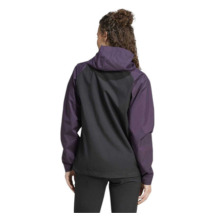 Black - Back - Adidas Womens-Ladies Terrex Colour Block Water Repellent Raincoat