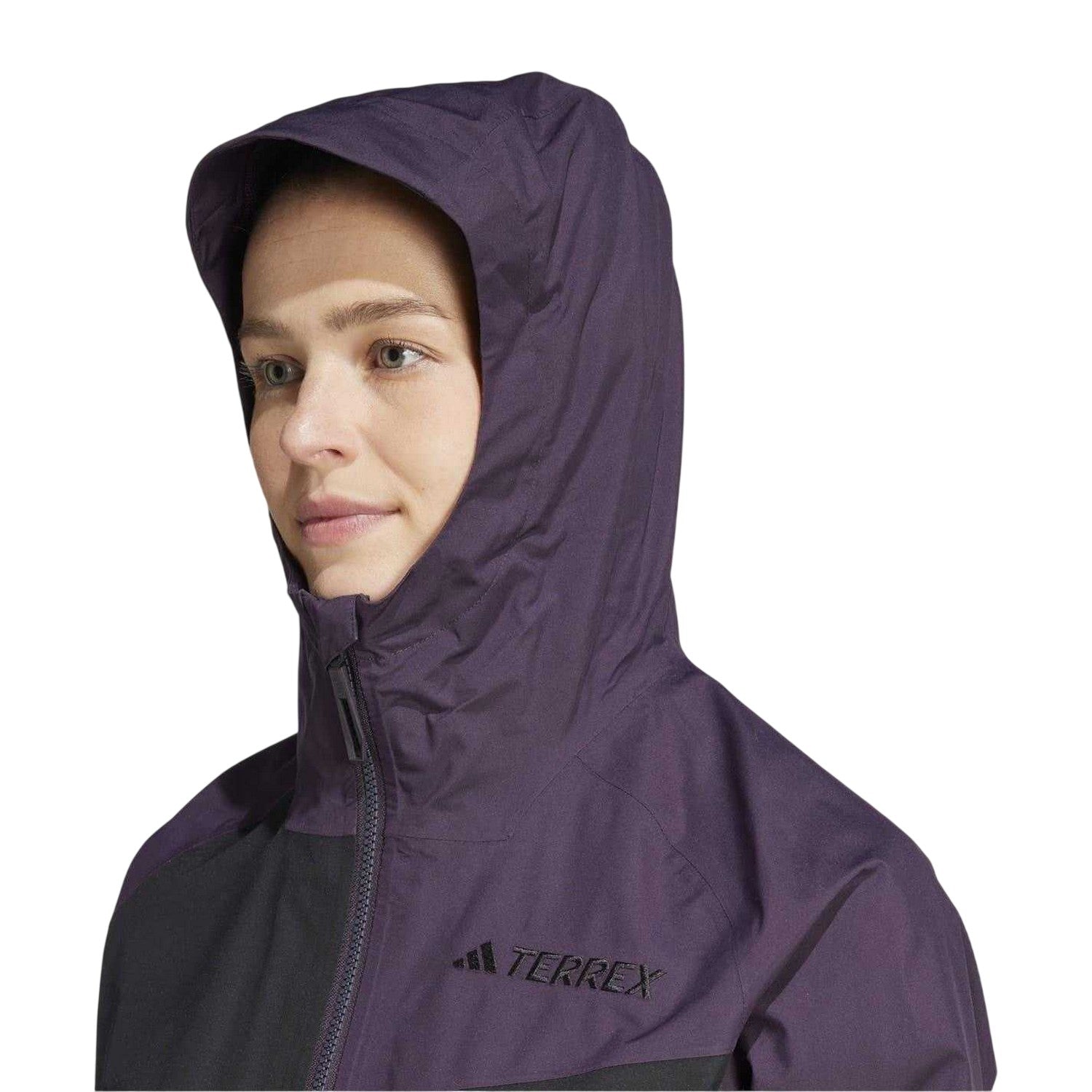 Black - Side - Adidas Womens-Ladies Terrex Colour Block Water Repellent Raincoat