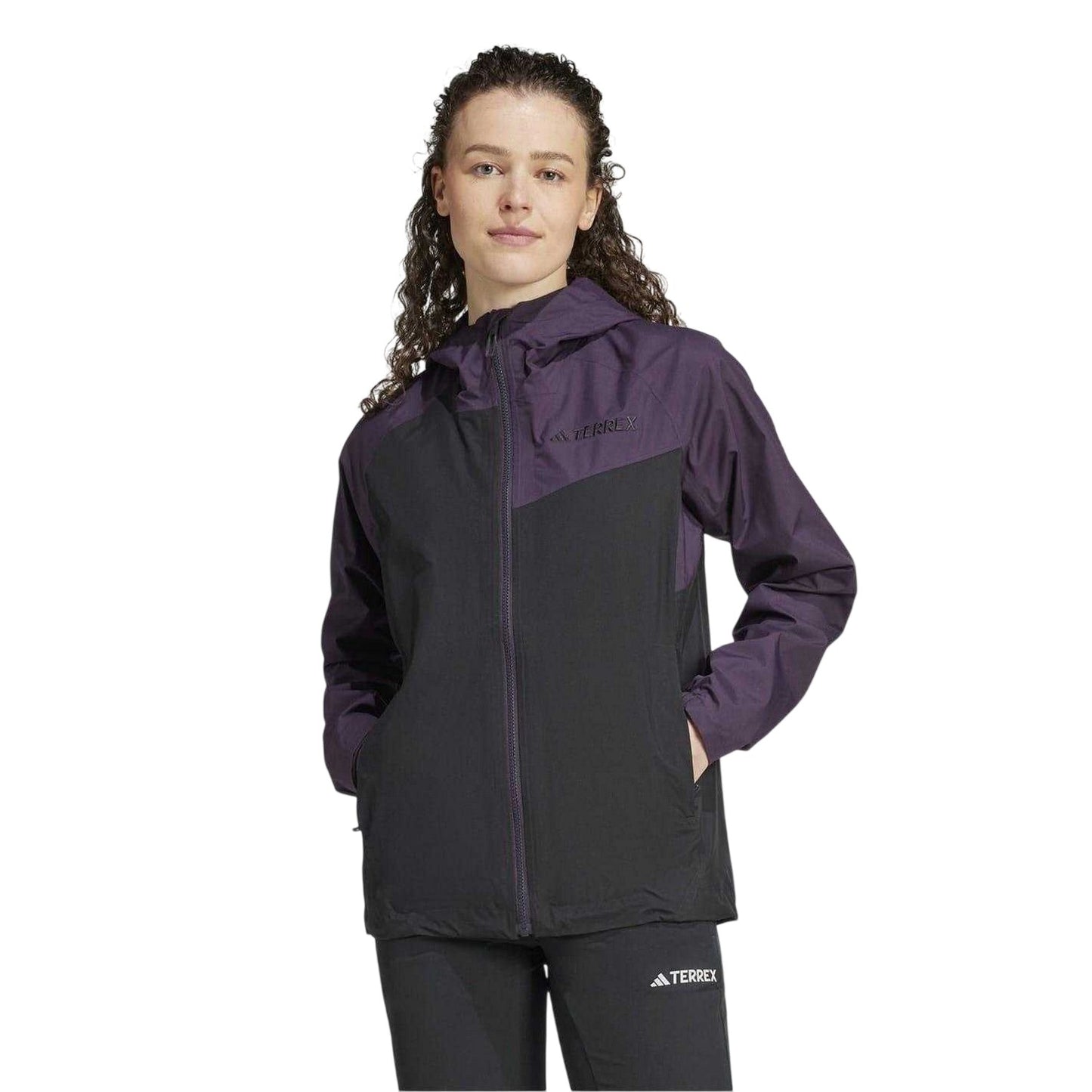Black - Lifestyle - Adidas Womens-Ladies Terrex Colour Block Water Repellent Raincoat
