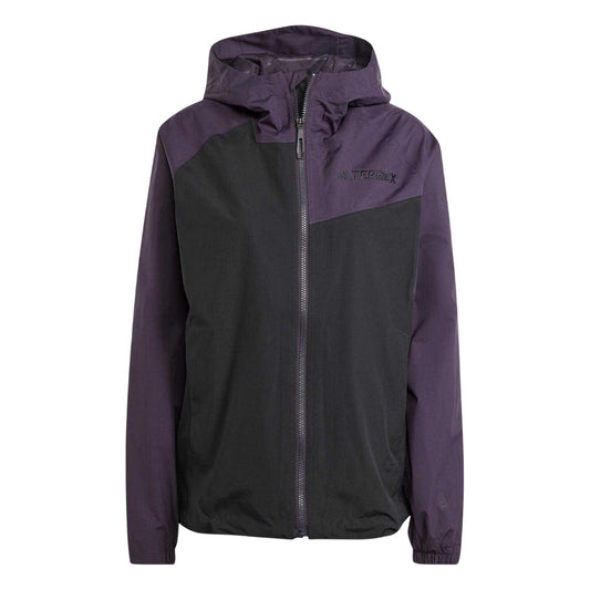 Black - Front - Adidas Womens-Ladies Terrex Colour Block Water Repellent Raincoat