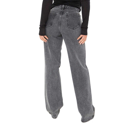 Washed Grey - Back - I Saw It First Womens-Ladies Denim Embellished Wide Leg Jeans