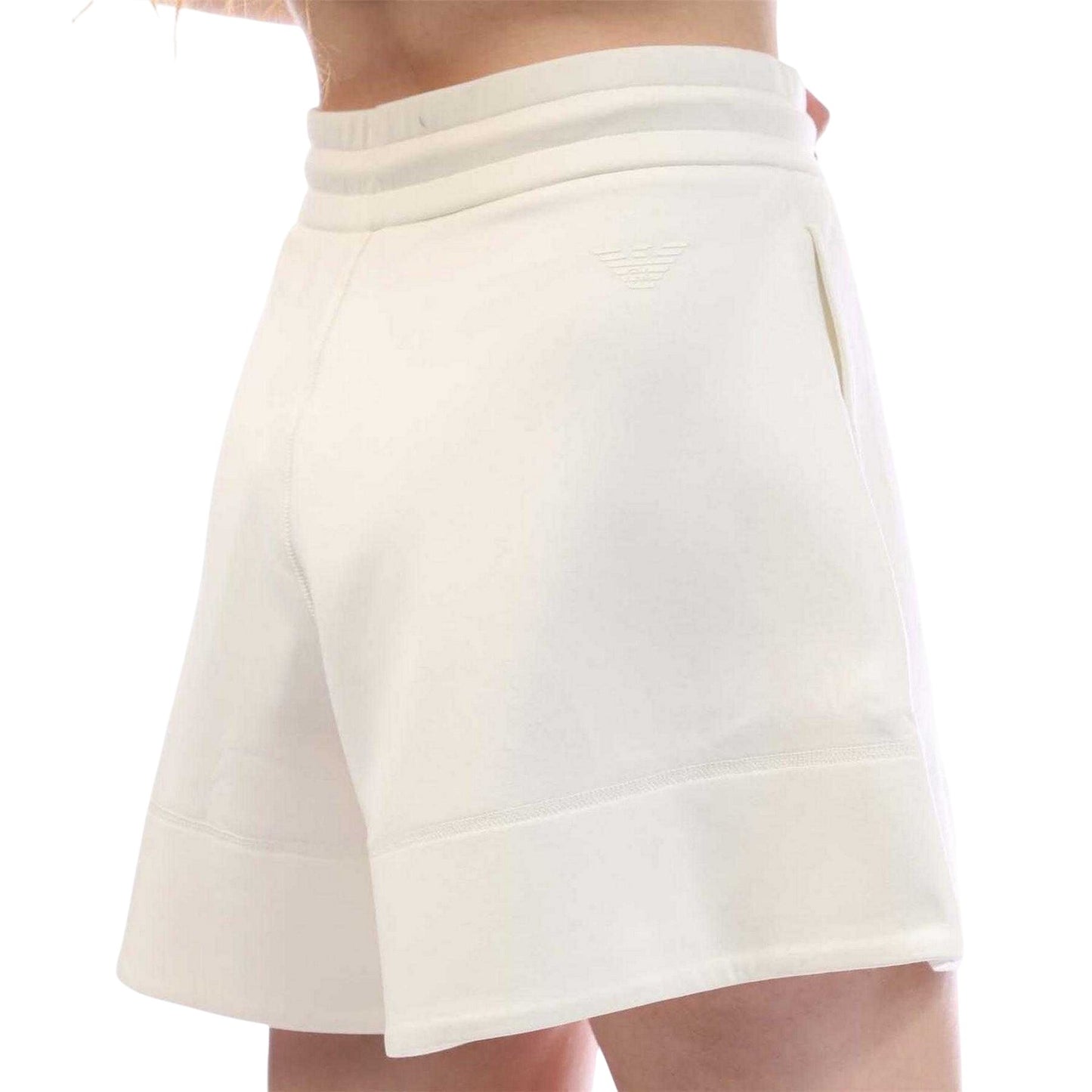 White - Back - Emporio Armani EA7 Womens-Ladies Sweat Shorts