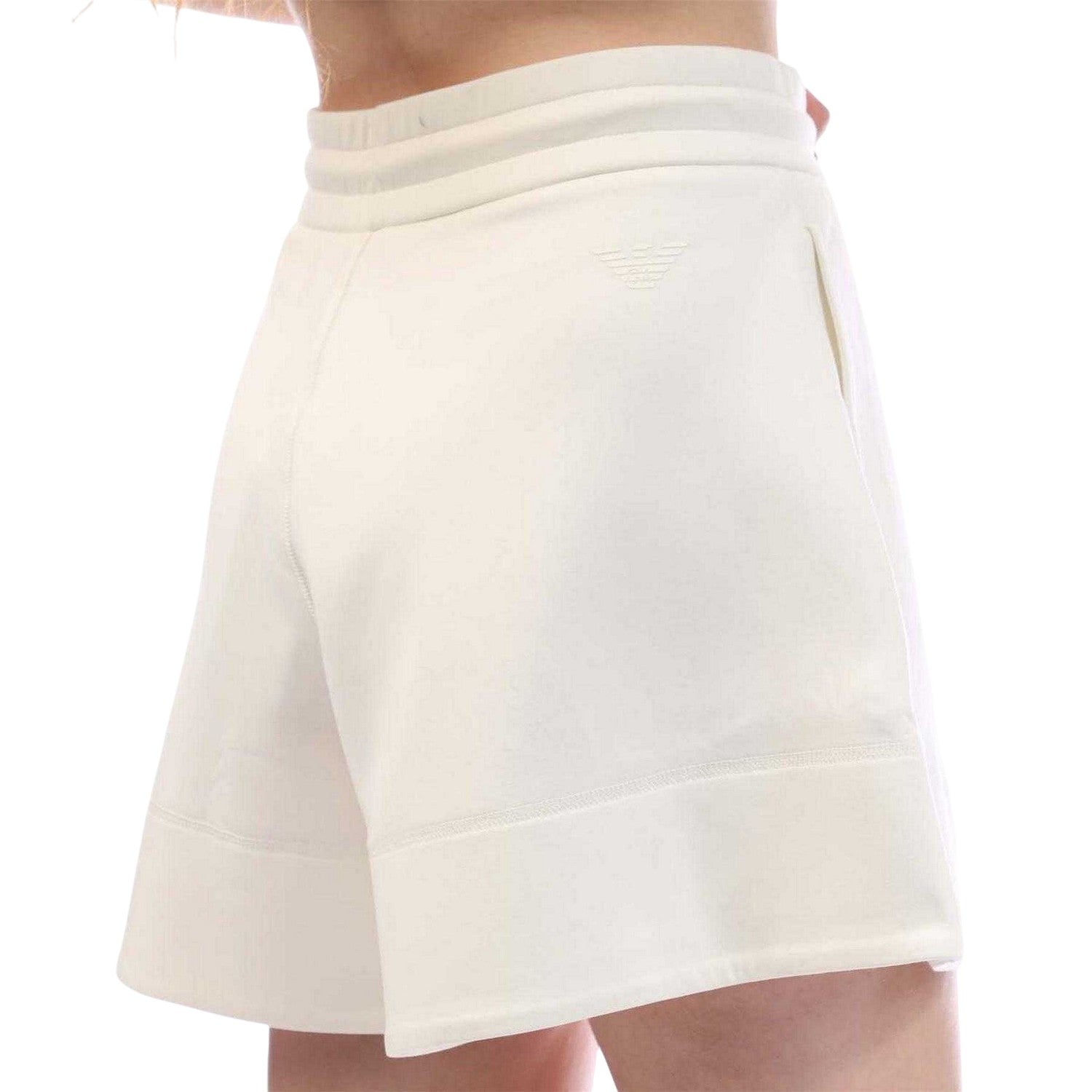 White - Back - Emporio Armani EA7 Womens-Ladies Sweat Shorts