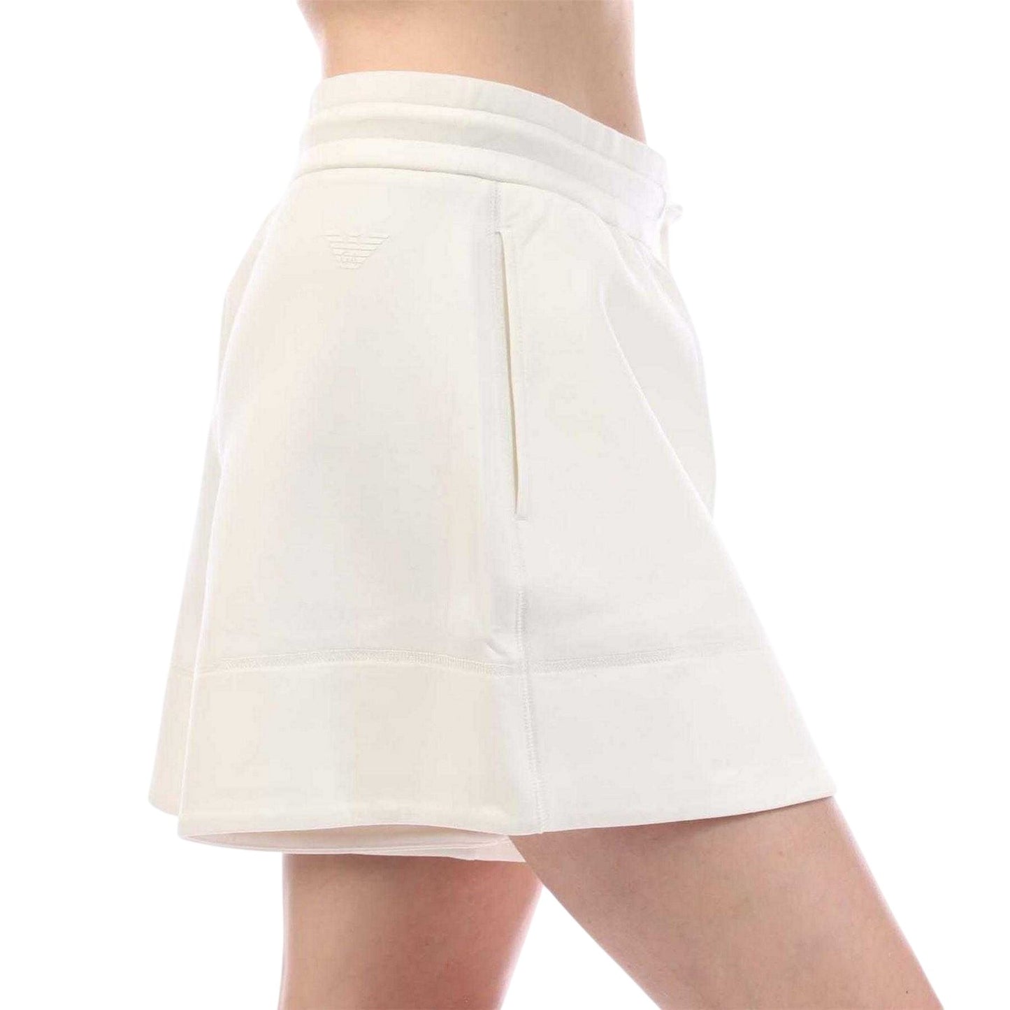 White - Side - Emporio Armani EA7 Womens-Ladies Sweat Shorts