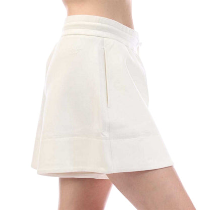 White - Side - Emporio Armani EA7 Womens-Ladies Sweat Shorts